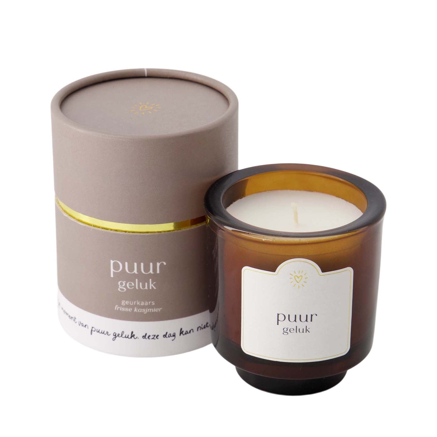 Geurkaars glas in koker | Puur geluk