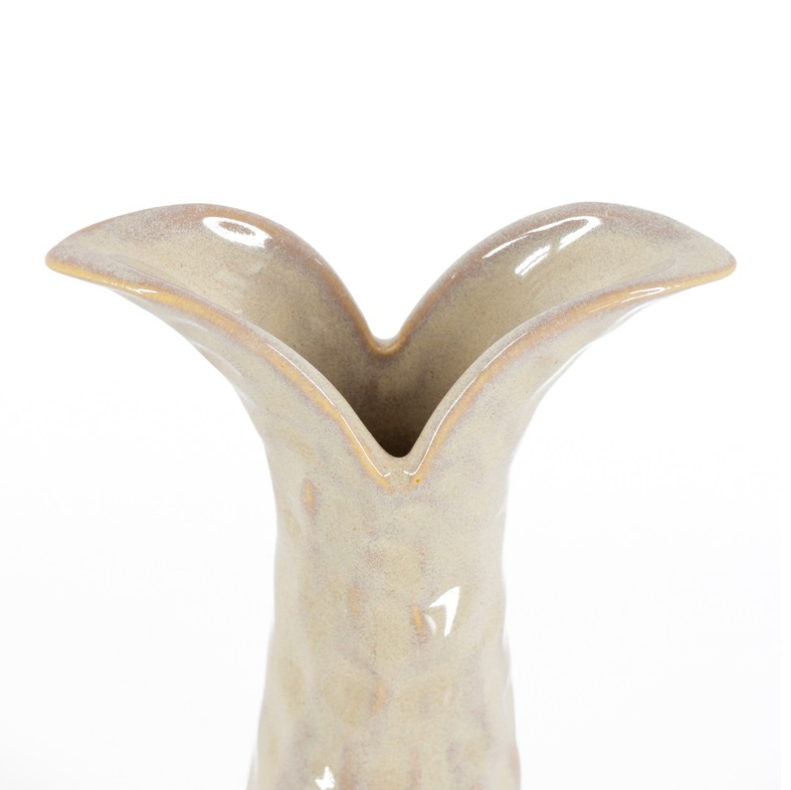 Aardewerk vaas tail beige