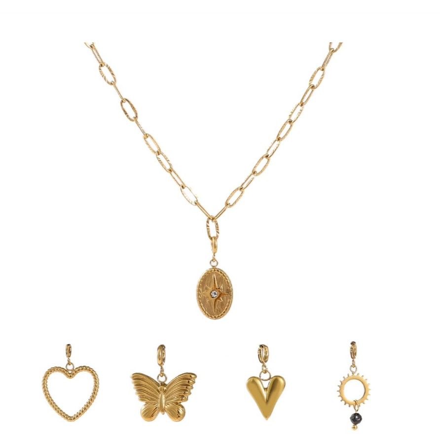 Necklace | 5 pendants set | 14K | NSET553 | Day&Eve | Stainless steel