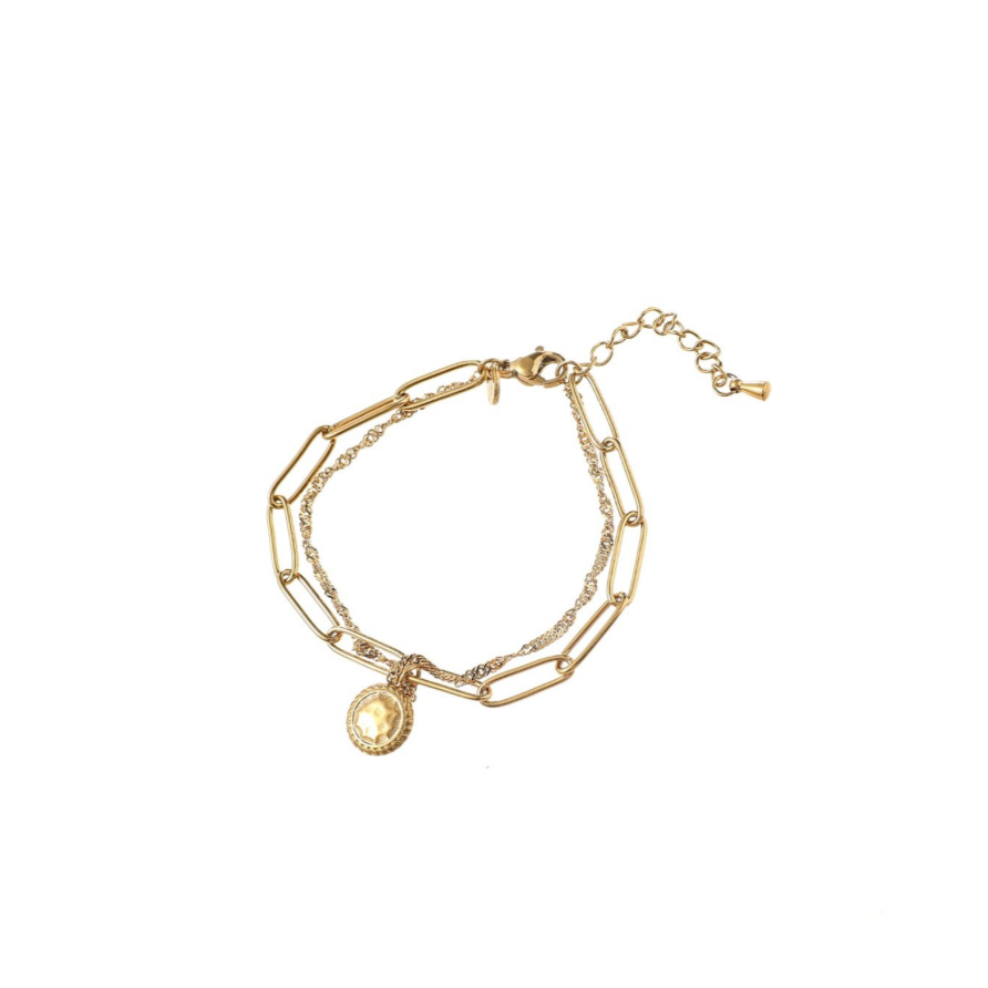 Bracelet | Coin Pendant | 14K | B56049-2 | Day&Eve | Stainless steel