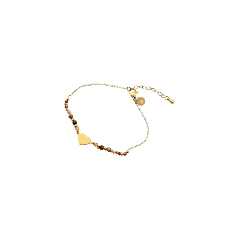 Bracelet | Flat Heart | 14K | Brown | B56335-2 | Day&Eve | Stainless steel