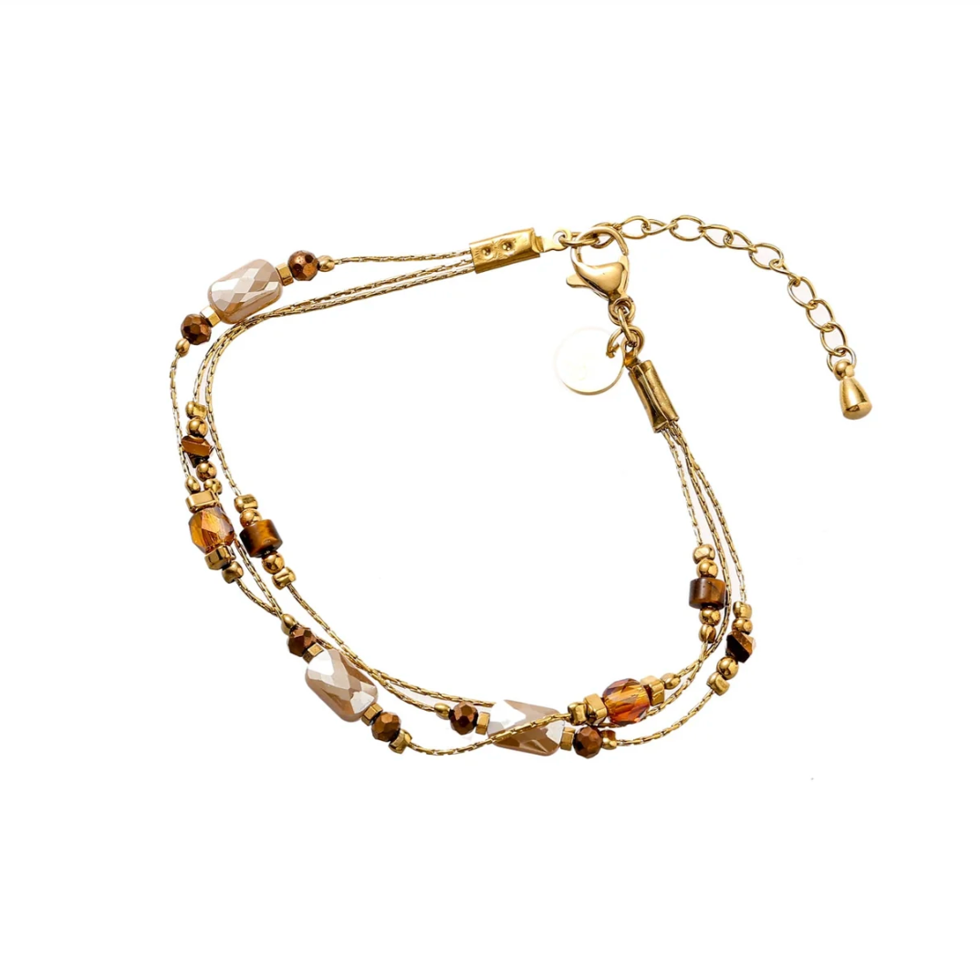 Bracelet | 3 lines | 14K | Brown | B56332-2 | Day&Eve | Stainless steel