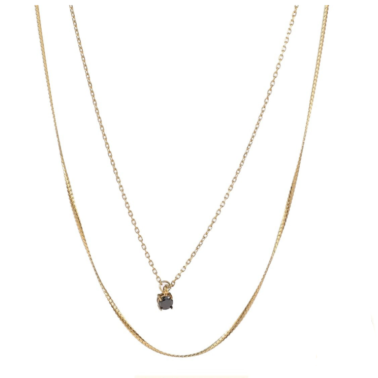 Necklace | Double | 14K | Black | N56082-2 | Day&Eve | Stainless steel