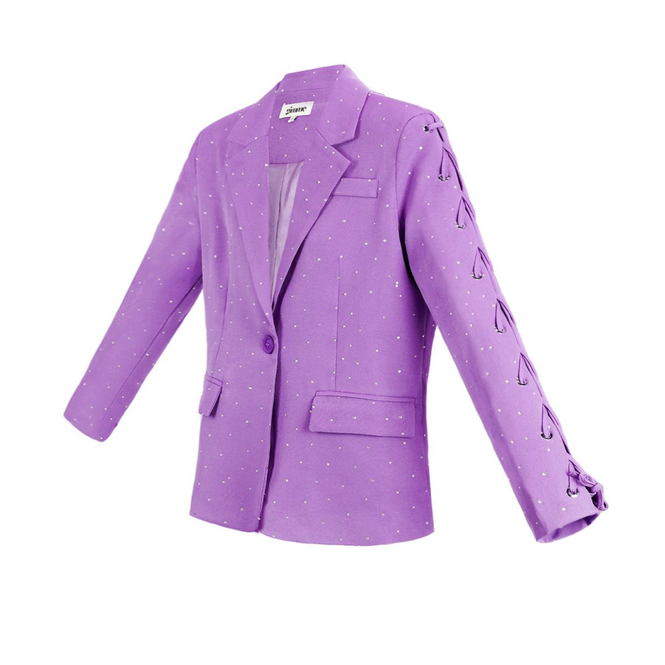 Blazer met steentjes en vetermouwen | Paars