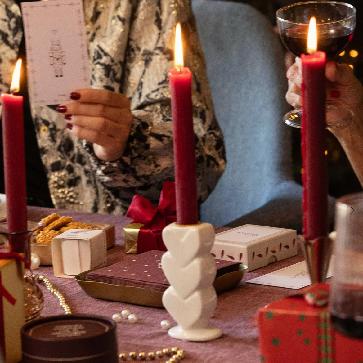 Kandelaar | Keramiek | Hartjes | Wit