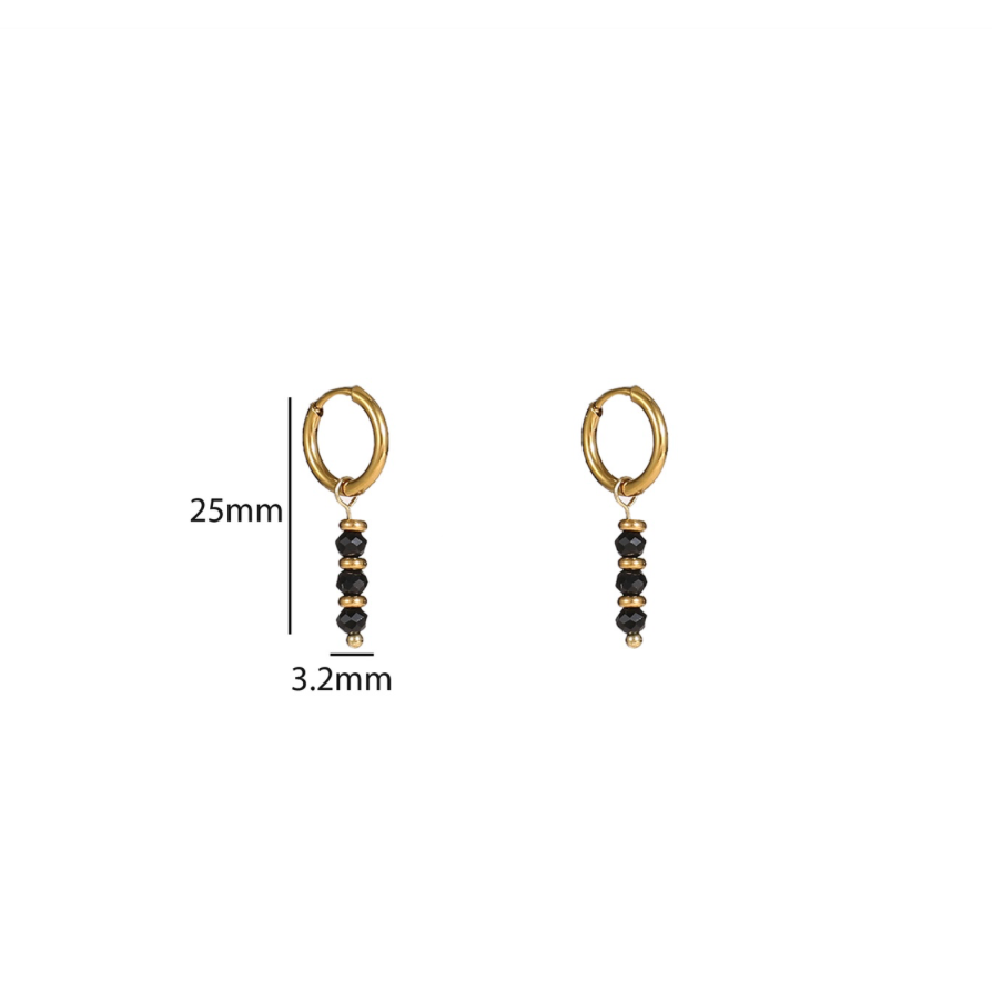 Triple Bead Hoop | 14K | Black | E56143-1 | Day&Eve | Stainless steel
