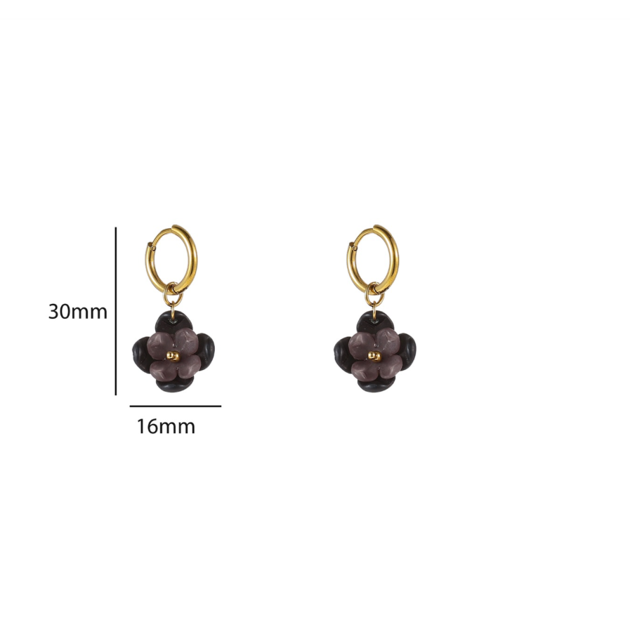Small Flower Hoop | 14K | Black | E56446-1 | Day&Eve | Stainless steel