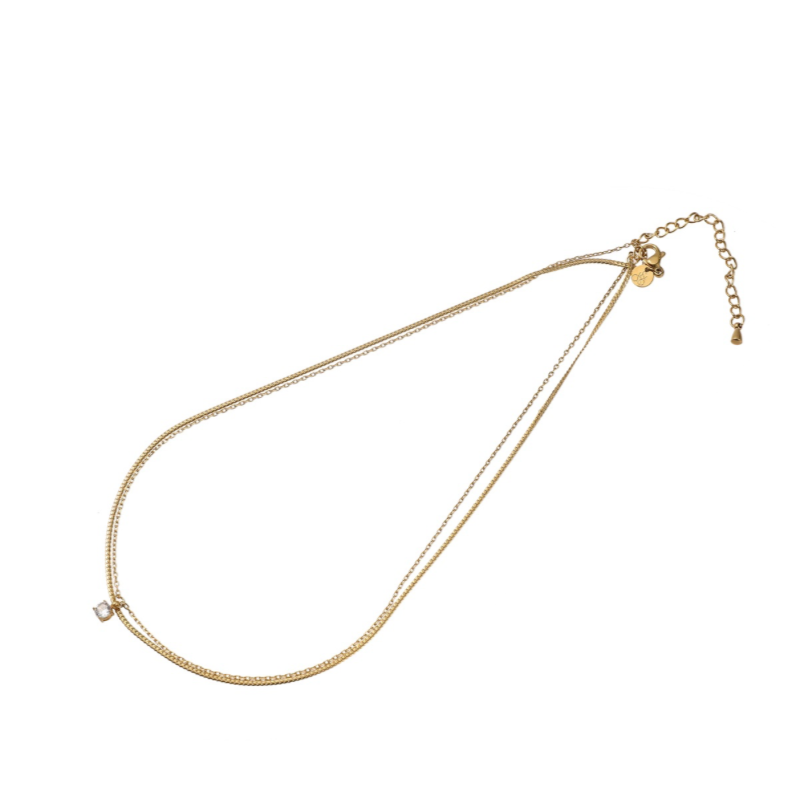 Necklace | Double | 14K | Crystal | N56082-1 | Day&Eve | Stainless steel