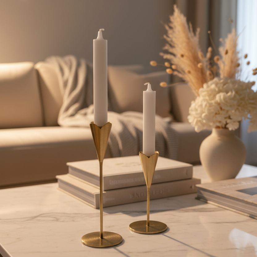 Kandelaar | Metaal hartje | M | Goud