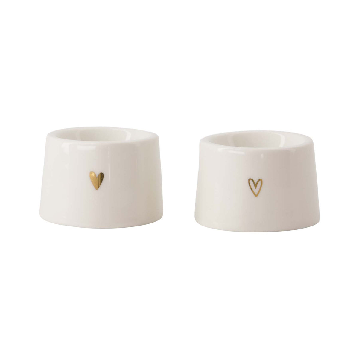 Set van 2 Eierdopjes Hartje Wit Goud