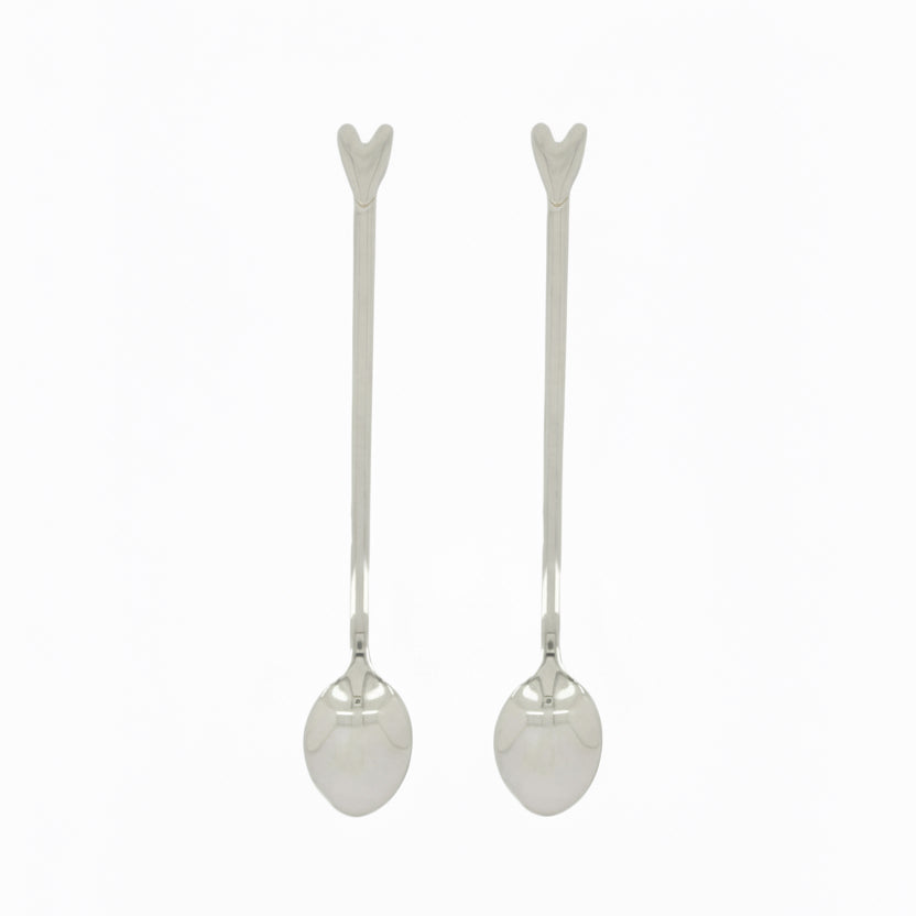 Set van 2 Lange Lepels Hartje Zilver