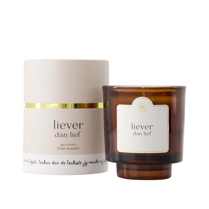 Geurkaars glas in koker | Liever dan lief
