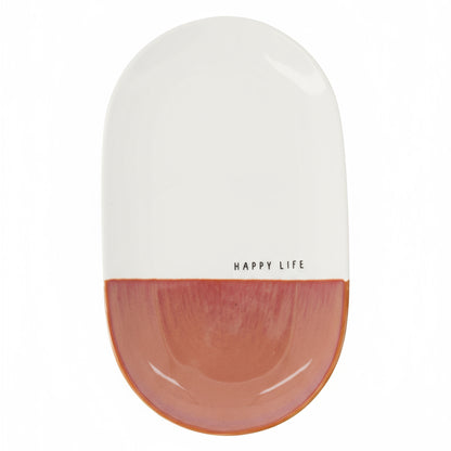 Zusss | Serveerschaal Happy Life | Wit - Burgundy