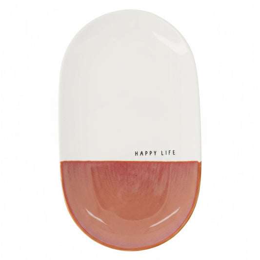 Zusss | Serveerschaal Happy Life | Wit - Burgundy