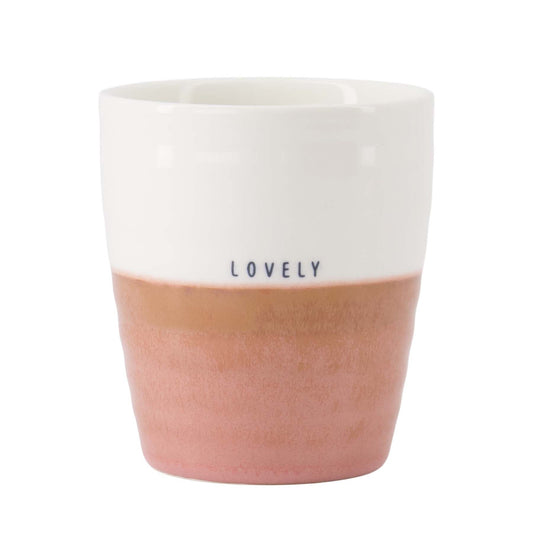 Koffiemok | Lovely | Wit-Donkerroze