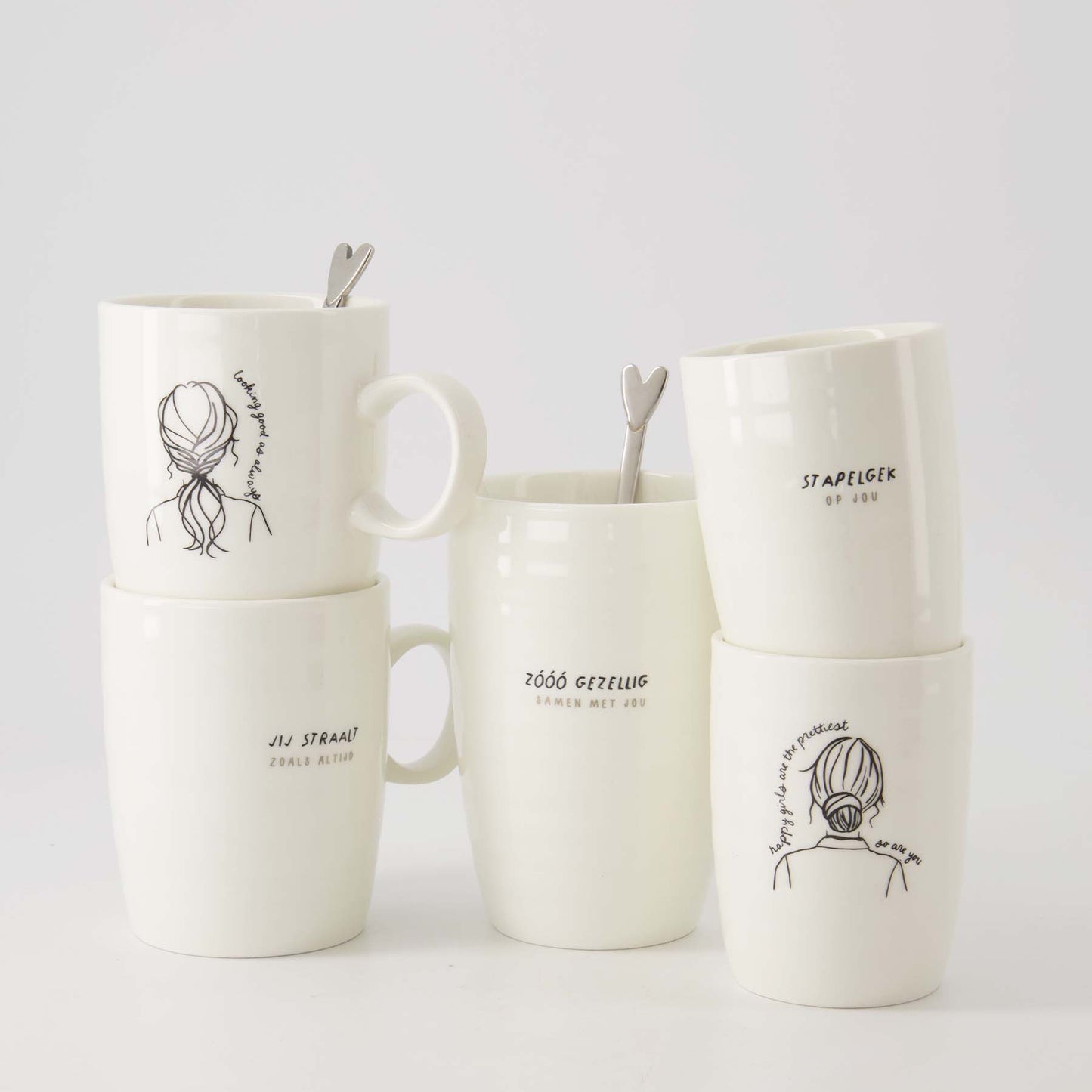 Zusss | Koffiemok Vrouw | Wit - Zwart