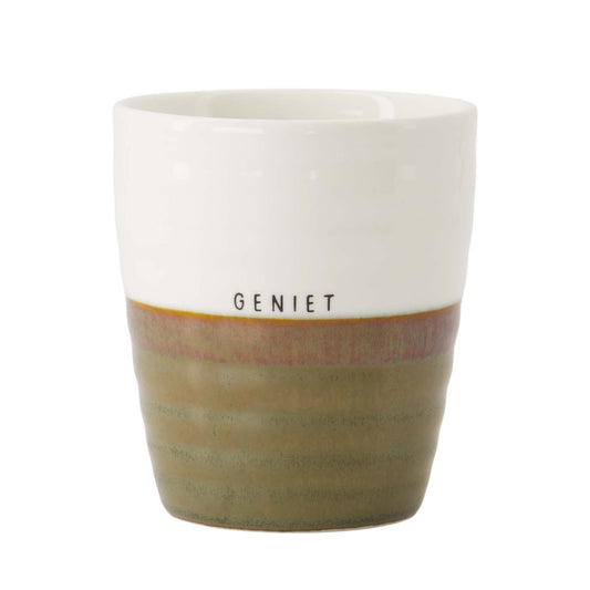 Zusss | Koffiemok Geniet | Wit - Donkergroen