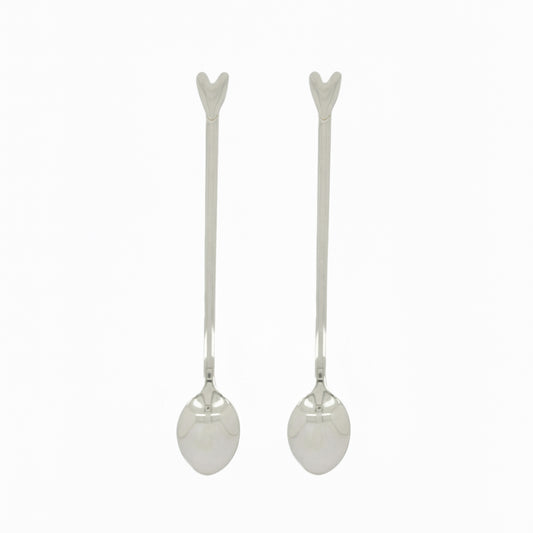 Zusss | Set van 2 Lange Lepels | Hartje | Kleur: Zilver