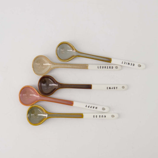 Zusss | Lepeltje Keramiek Kusss | Wit- Donkergroen