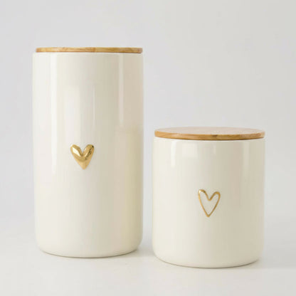 Zusss | Voorraadpot L met deksel | Dicht Hart | Wit - Goud