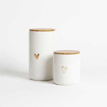 Zusss | Voorraadpot L met deksel | Dicht Hart | Wit - Goud