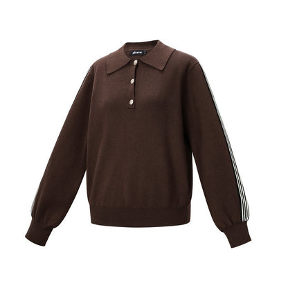 Gebreide trui | Bruin | Sportief | Streep