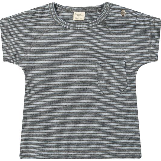 Riffle Amsterdam | T-shirt Jord ss | Rib stripe blue