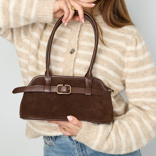 Suède Handtas | Maye | Donkerbruin