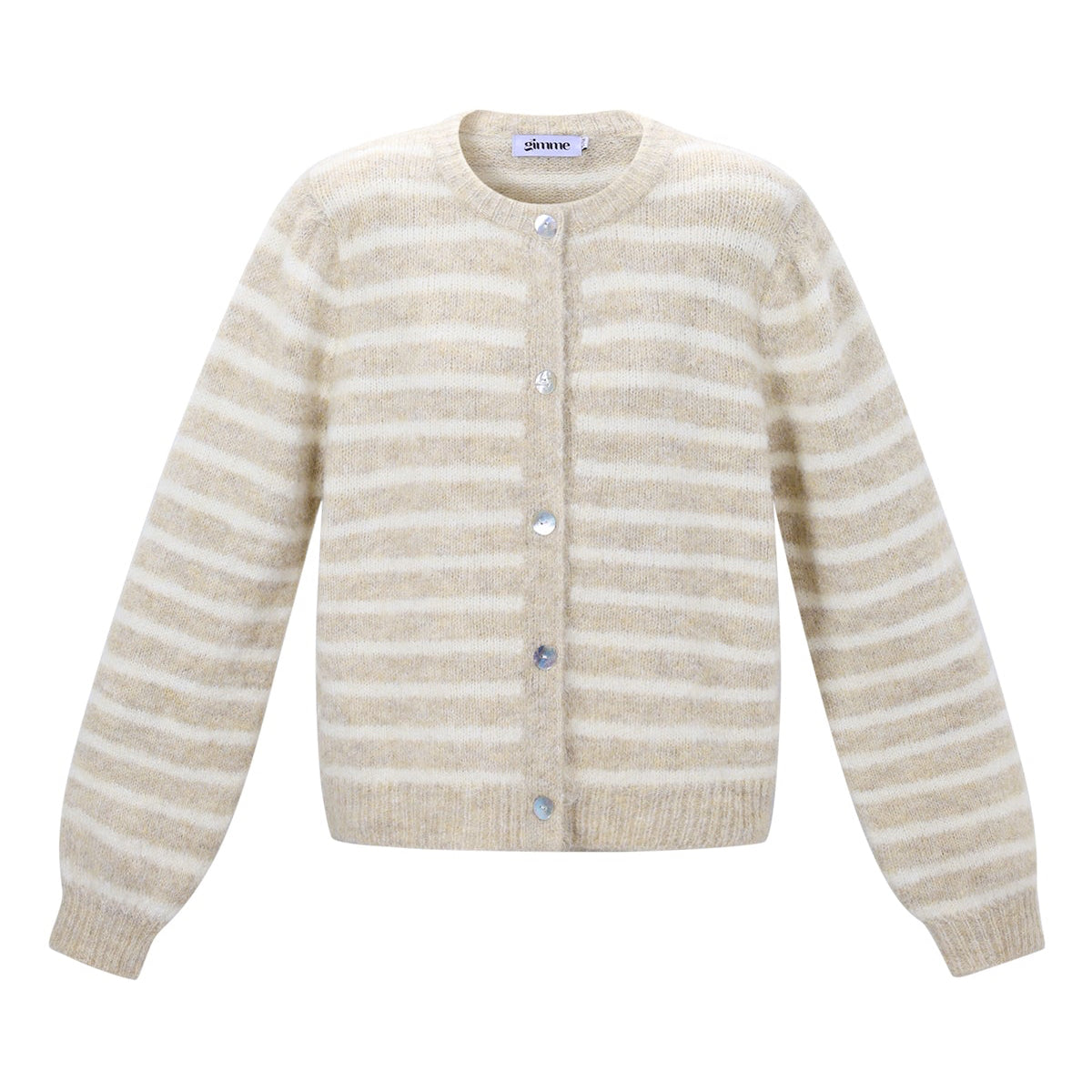 Gebreid vest | Streep | Beige - Off White