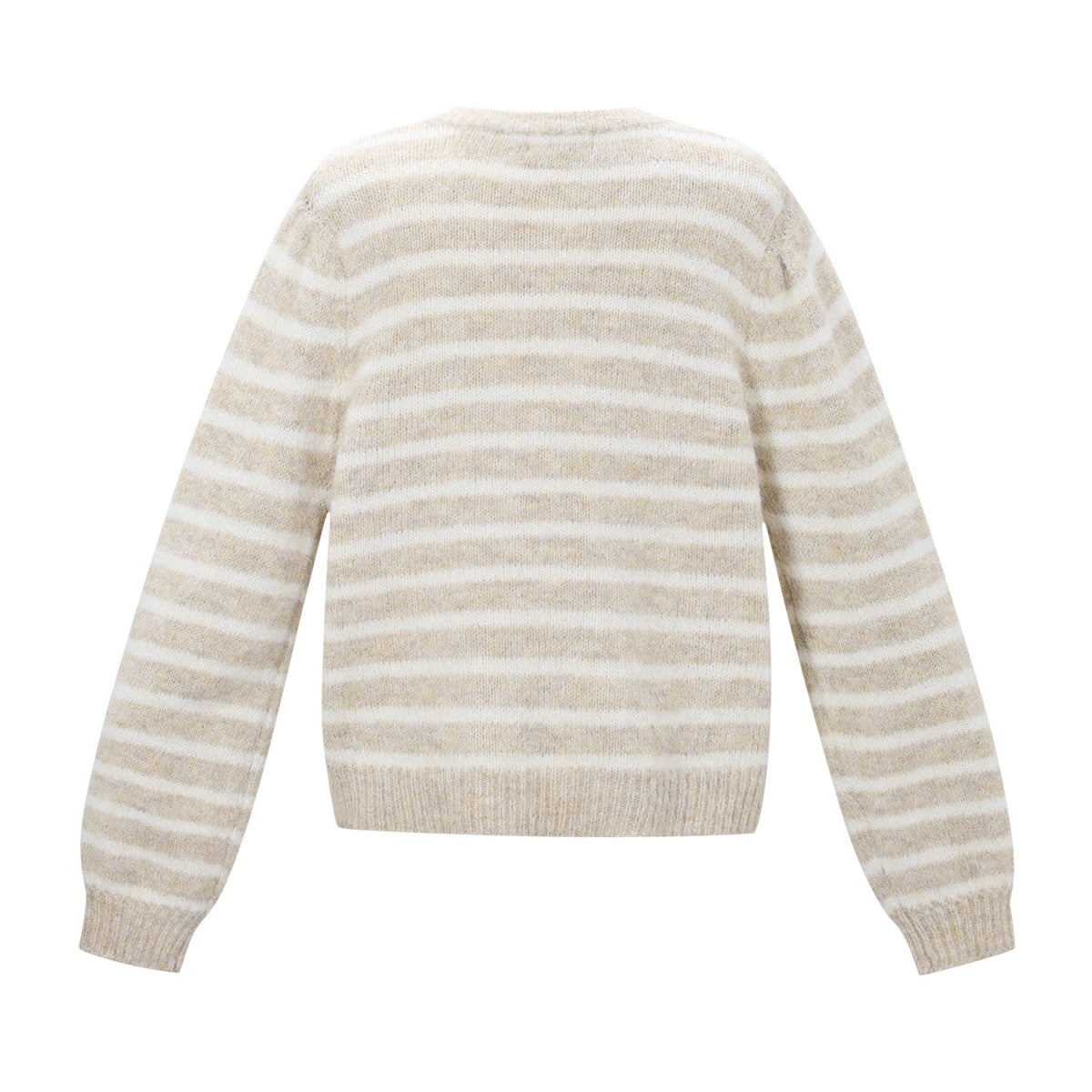 Gebreid vest | Streep | Beige - Off White