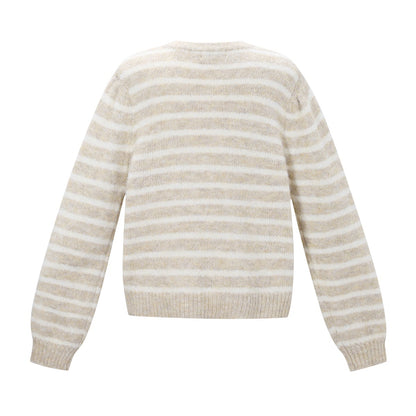 Gebreid vest | Streep | Beige - Off White