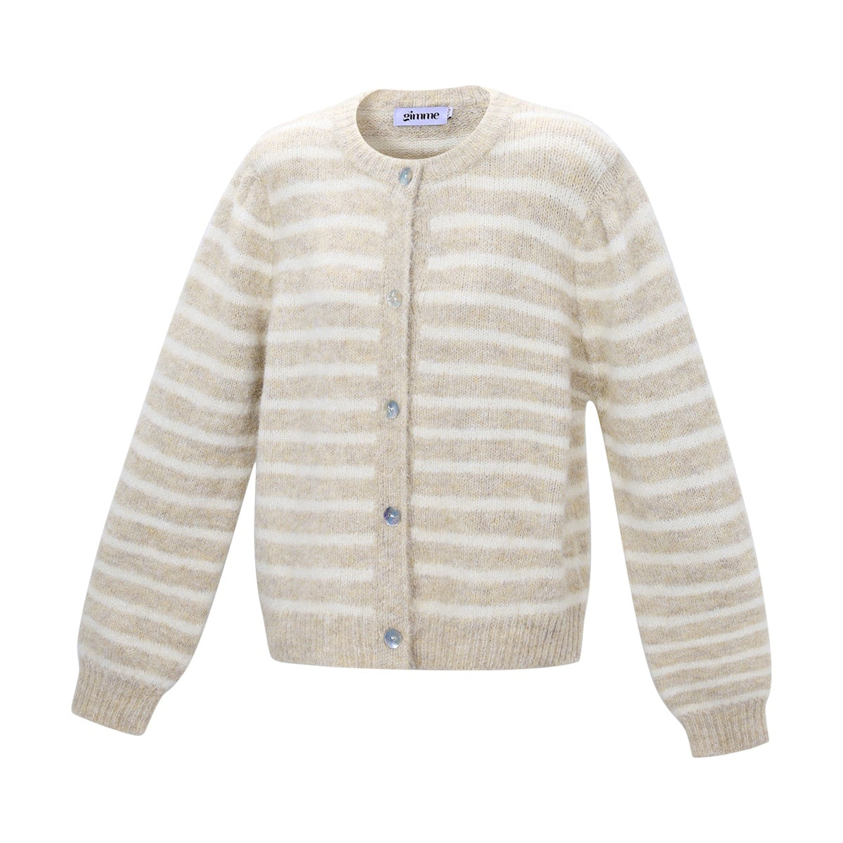 Gebreid vest | Streep | Beige - Off White