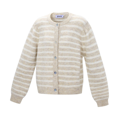 Gebreid vest | Streep | Beige - Off White