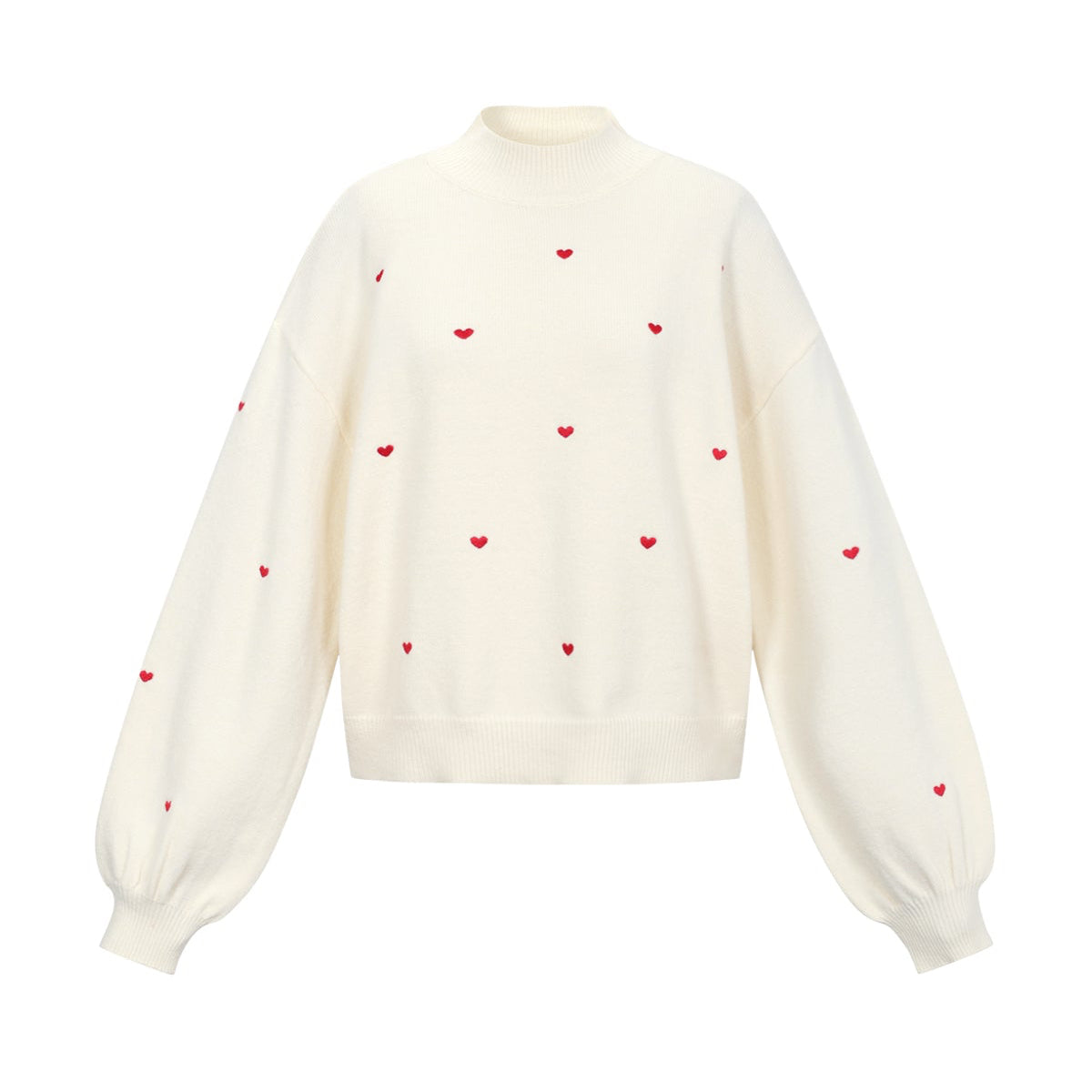 Sweetheart charm sweater | Gebroken wit - rood