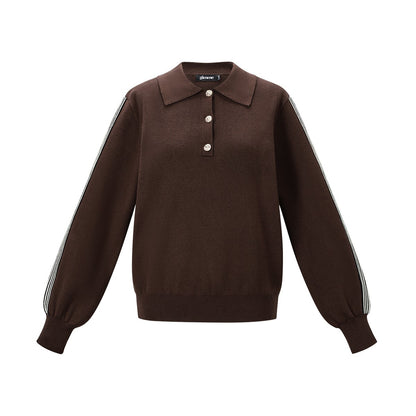 Gebreide trui | Bruin | Sportief | Streep