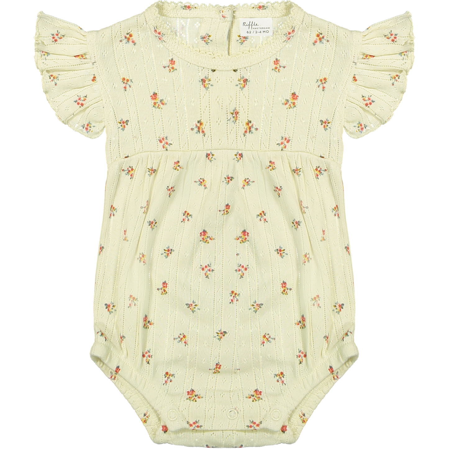Riffle Amsterdam | Romper Lisa | Jacquard rib aop | Ecru Rose | 80 | 9-12 maanden
