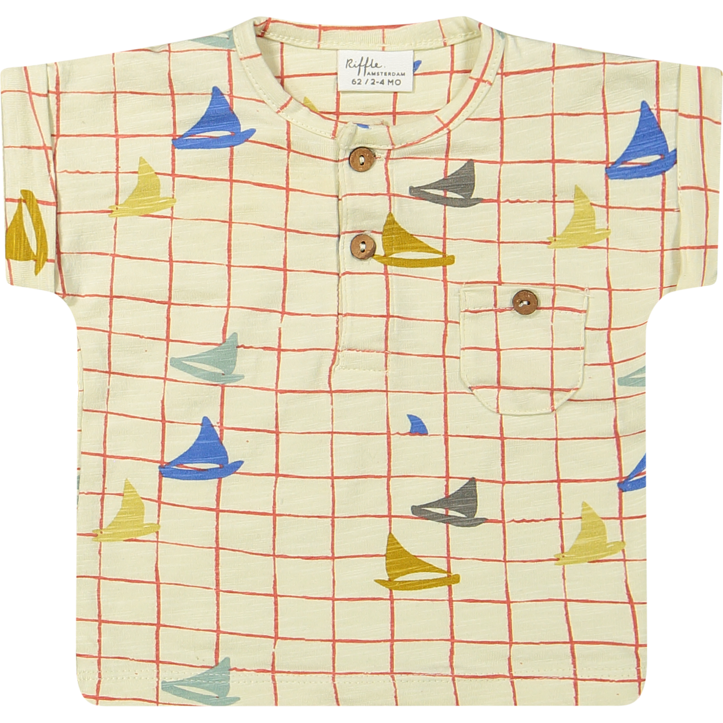 Riffle Amsterdam | T-shirt Jord slub Jersey aop | Boat | 98-104 | 3-4 Jaar