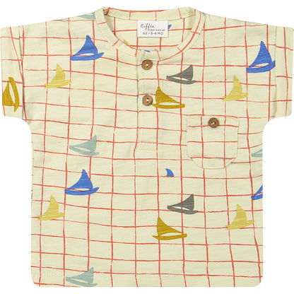 Riffle Amsterdam | T-shirt Jord slub Jersey aop | Boat | 98-104 | 3-4 Jaar