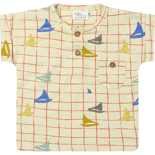 Riffle Amsterdam | T-shirt Jord slub Jersey aop | Boat | 98-104 | 3-4 Jaar