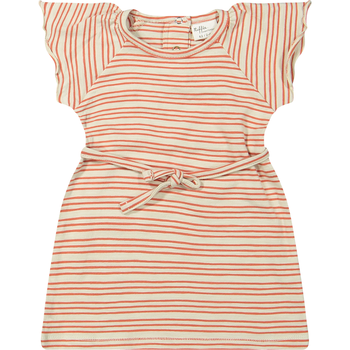 Riffle Amsterdam | Dress Amy | Slub Jersey Stripe apricot