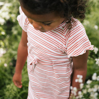Riffle Amsterdam | Dress Amy | Slub Jersey Stripe apricot