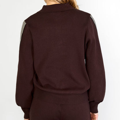 Gebreide trui | Bruin | Sportief | Streep