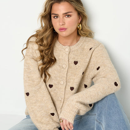 Heart Cardigan | Khaki