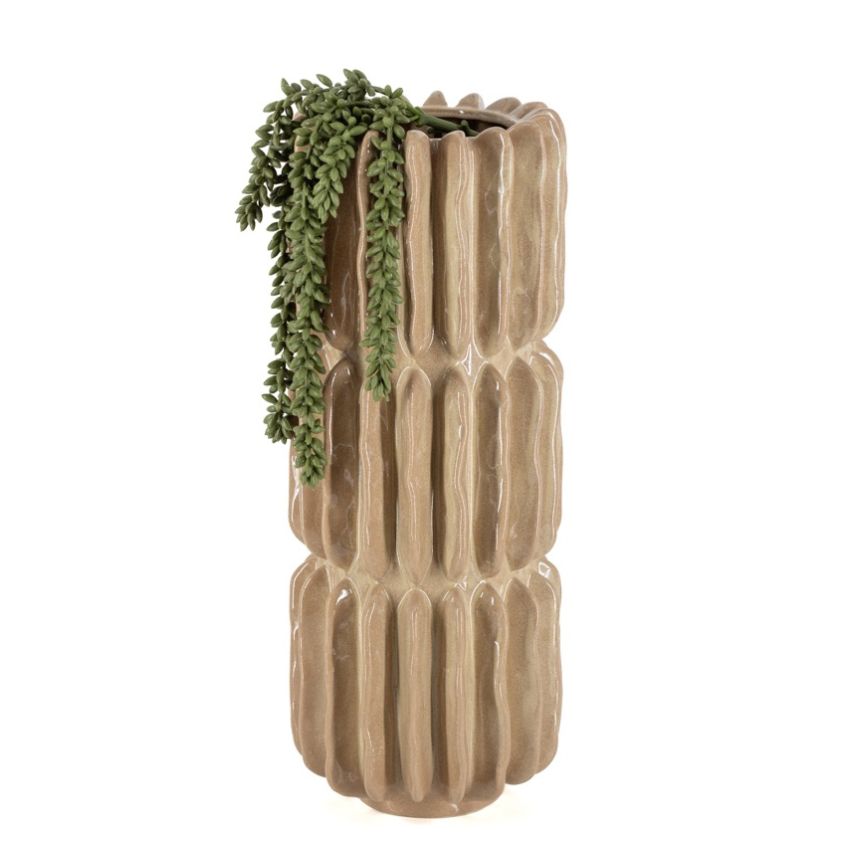 Aardewerk vaas Pillar beige