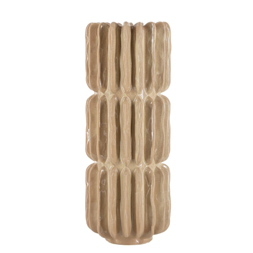 Aardewerk vaas Pillar beige
