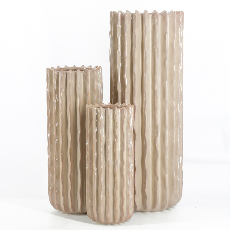 Aardewerk vaas Reed set