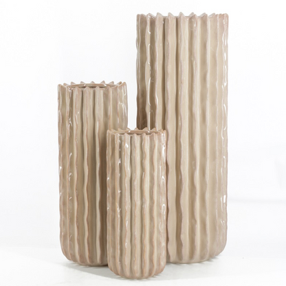 Aardewerk vaas Reed set