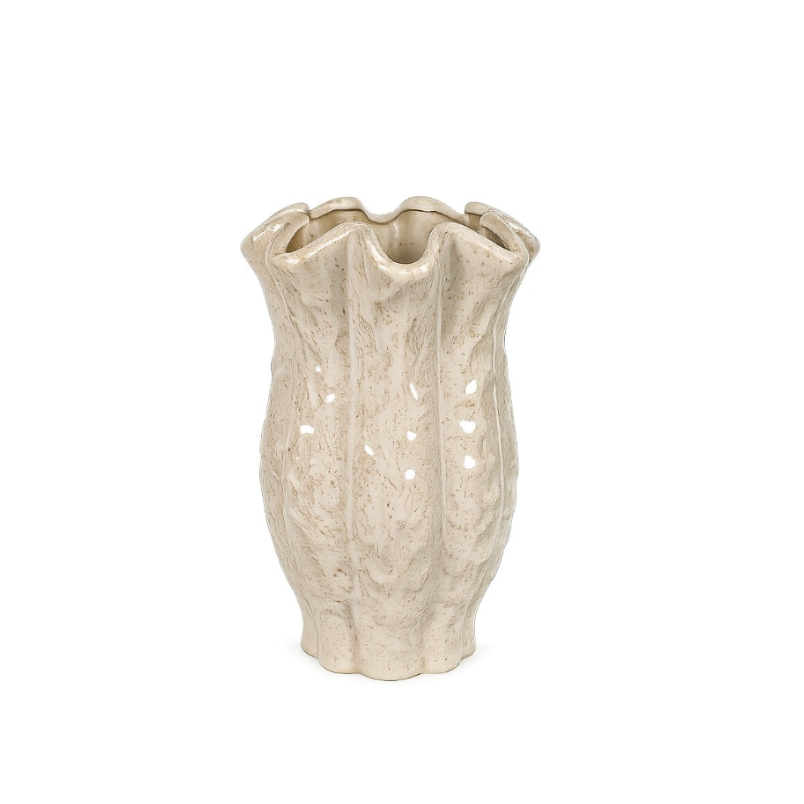 Aardewerk vaas Riff beige S