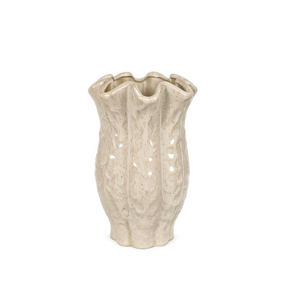 Aardewerk vaas Riff beige S