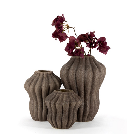 Aardewerk vaas Serra Set | Bruin